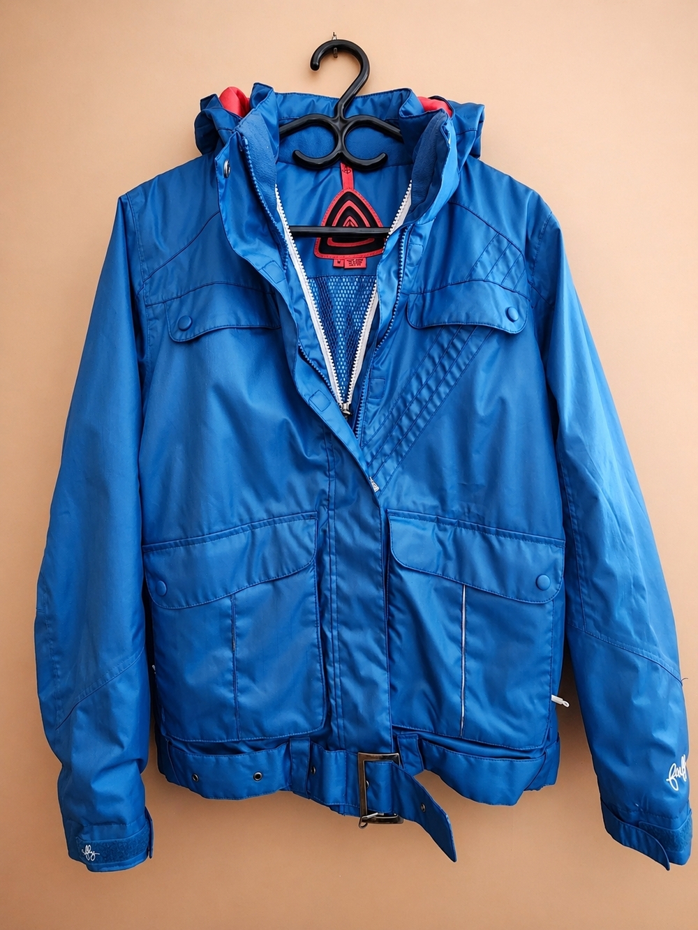 Blue Utility Jacket with Hood - Casual Women's Outerwear